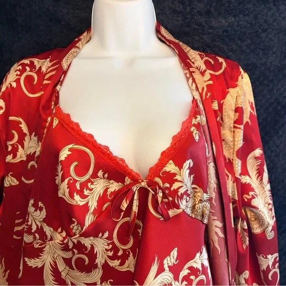 Vintage Escalier Red Asian PJ Set - Picture 3 of 12